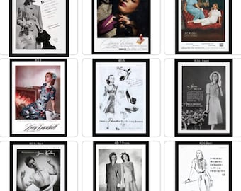 1940s Mademoiselle Magazine Fashion Advertisements: Vintage Dress Prints for Retro Home Decor (Your Choice)