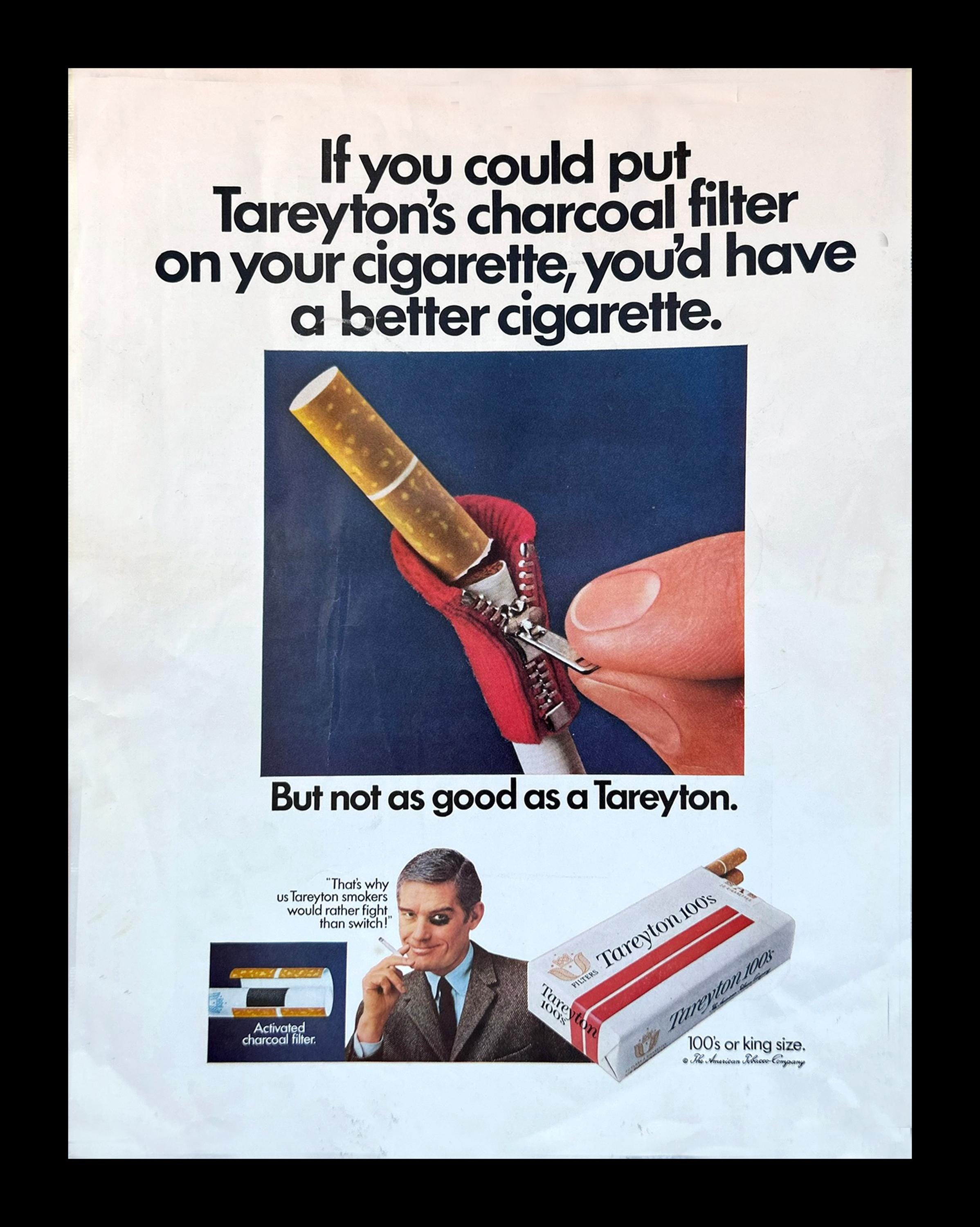 tareyton 100 cigarettes Cigarette Ad, Vintage 1968 Tareyton , Classic Tobacco Magazine Poster for  Man Cave or Garage Decor