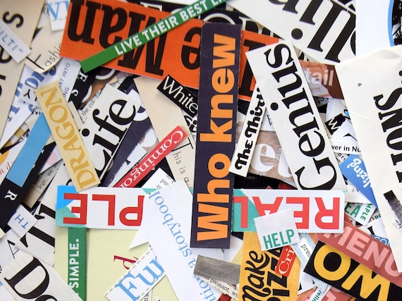 Magazine Cutout Words & Phrases: Scrapbooking, Collage, Vision Boards Collage Art Ephemera for Journals