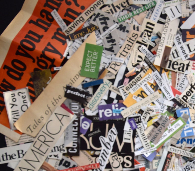 Magazine Cutout Words & Phrases: Scrapbooking, Collage, Vision Boards Collage Art Ephemera for Journals image 2