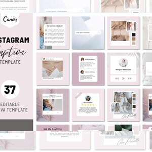 37 Instagram Caption Template, Canva Editable Template, Canva Template * INSTANT DOWNLOAD*