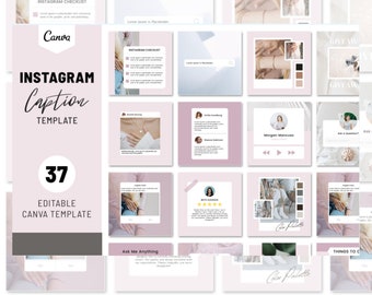 37 Plantilla de subtítulos de Instagram, Plantilla editable de Canva, Plantilla de Canva * DESCARGA INSTANTE*