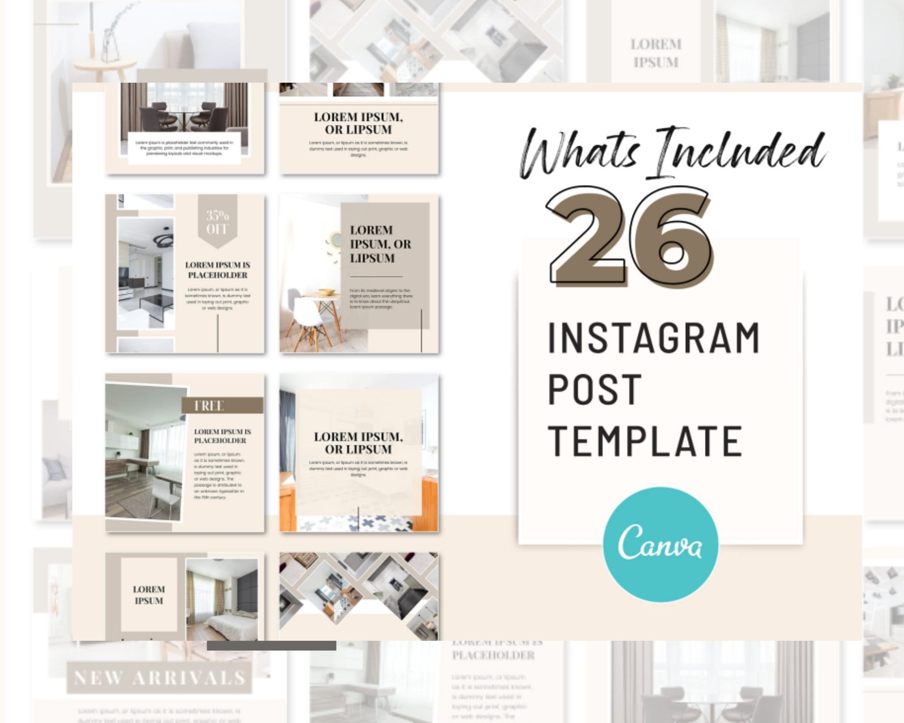 26 Instagram Home Decor Template, Canva Editable Template, Canva ...