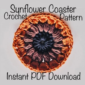 Tournesol Coaster Crochet *PATTERN* Téléchargement PDF instantané