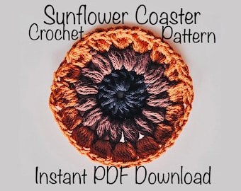 Sunflower Coaster Crochet *PATTERN* Instant PDF Download