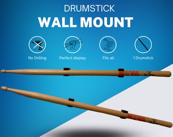 1 Drum Stick Holder Wall Display Mount. Perfect Drummers Gift