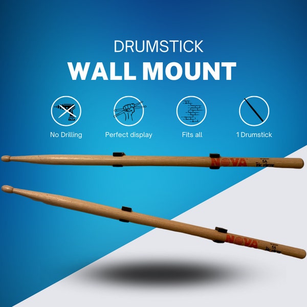1 Drum Stick Holder Wall Display Mount. Perfect Drummers Gift