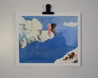 Original Art Print, Clouds, Angel Art, Cloudjea, Cloud Art, Black Angels