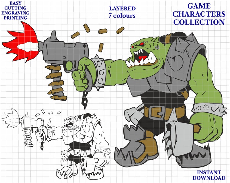 Download Warhammer Ork SVG PNG vector file Cricut Silhouette Laser ...