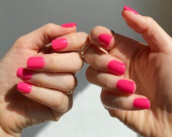 Hot Pink Nails Etsy