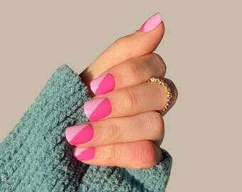 Short Pink Nails Etsy