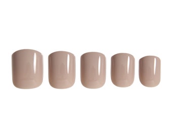 Short, Square Taupe Press On Nails | Artificial, Reusable Nails | False Nails | Glue On Nails | Nude Nails | Minimalistic and Simple Nails