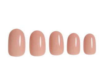 Nude, Oval Press On Nails | Reusable Nails | Round Nails | Glue On Nails | Caramel Nails | False Nails | Fake Nails | Elegant Nails