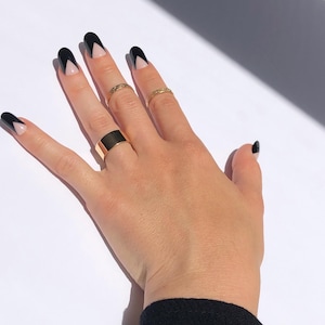 Modern French, Black Abstract Press On Nails | Colored Tips | Negative Space Nails