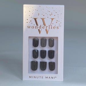 Dark Black, Short, Square Press On Nails | Trending Glossy Nails | Lights Out