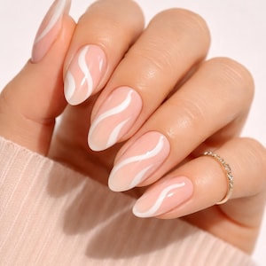 Medium Almond Press On Nails | Reusable Glue On Nails | Durable longlasting Nail Kit