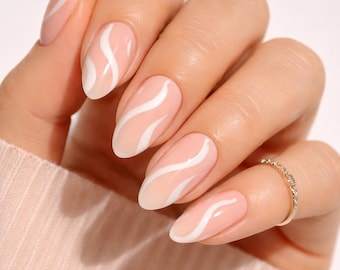 Medium Almond Press On Nails | Reusable Glue On Nails | Durable longlasting Nail Kit