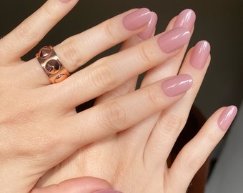Mauve-Nude, runde künstliche Fingernägel | Minimalistische Nägel | Künstliche Nägel | Klebenägel | Naturnagel | Künstliche künstliche Fingernägel | Wiederverwendbar