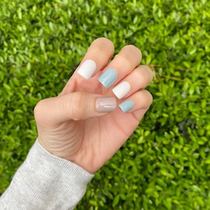 BUNDLE Pack, White, Taupe, Sage Short, Square Press On Nails | Reusable Mani | Stick On Nails | Glue on Nails | Fall Nails
