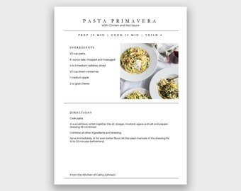 Editable Recipe Book Template 0006 |  Modern Minimal | Printable Recipe Binder | Family Cookbook Template | Printable Cookbook | Recipe Book