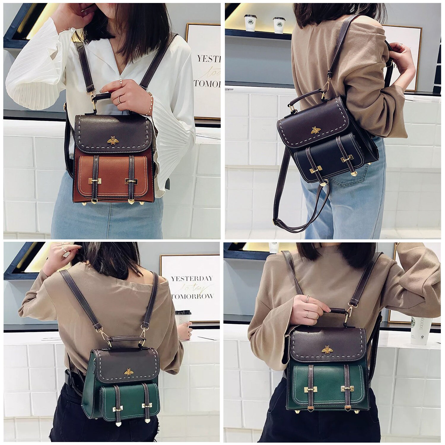 vintage bee backpack