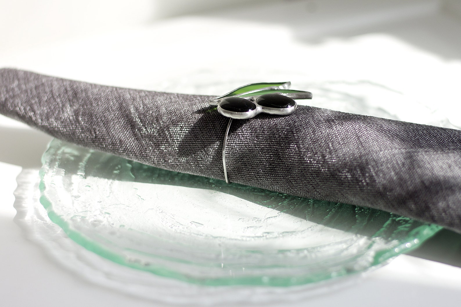 Stained glass napkin rings set olive branch napkin holders Etsy