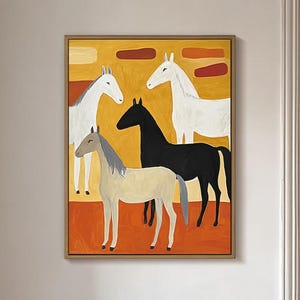 Original Horse Oil Painting on Canvas: Modern Minimalist Animal Art