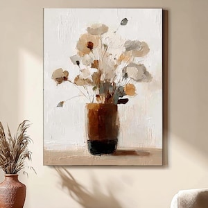 Abstract Floral Texture Painting: Knife Acrylic Flower Wall Art