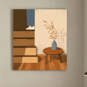 Wabi-Sabi-textuurkunst met de hand geschilderd olieverfschilderij, slaapkamer- en woonkamerdecoratie, decoratie in Maillard-stijl