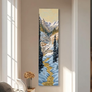 Long Narrow Landscape Painiting, Tall and Thin Canvas wall art, Tree Wall art, Vertical Wall Art, Long Vertical Wall Art