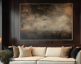 Golden&Green Trees Abstract Art: Framed Painting