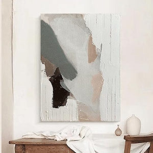 Wabi-sabi extreme poverty Painting, Minimalist White Painting Wall Art Decor Living Room Custom Modern Abstract Terxtured Oil Painting