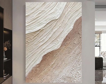 Textured Oil Painting: Earth Tone Minimalist Wall Decor