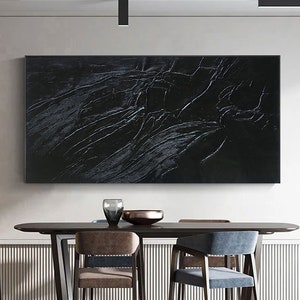 Große schwarze 3D-abstrakte Malerei Schwarze strukturierte Malerei Schwarze 3D-minimalistische Malerei Abstrakte Malerei Schwarze abstrakte Wandkunst Minimalist