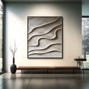 Beige Holz schnitzen Wandbehang 3D Vision Minimalist Wand Kunst Moderne Wand Dekorative Abstrakte Wohnkultur
