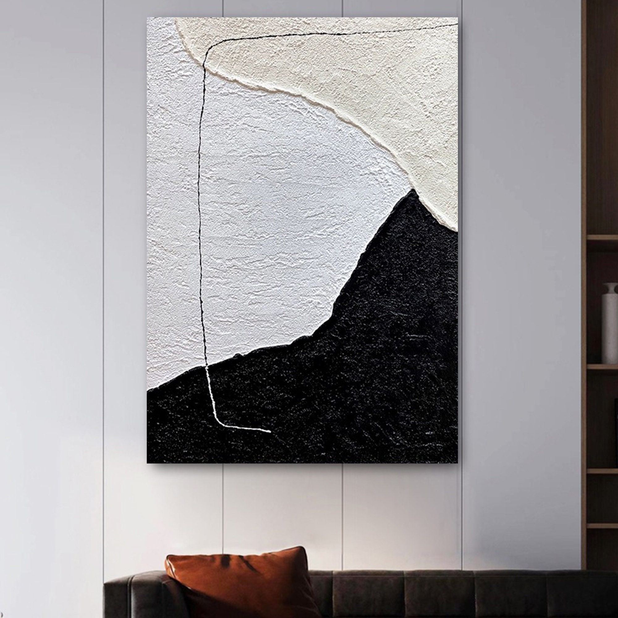 Wabi Sabi Black and White Textured Abstract Painting - Large Modern ...