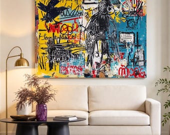 Colorful Graffiti Art, Urban Figurative Painting, Contemporary Wall Decor