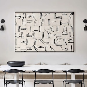 Black and White 3D Texture Wall Art Black and White Minimalist Art Modern Contemporary Abstract Painting 3D Minimalist Painting on Canvas