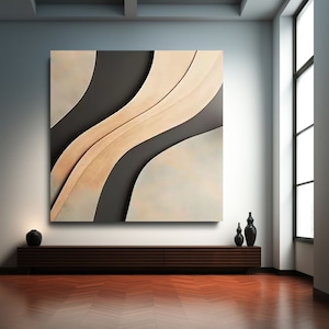 Colorful wood wall hanging,  Black minimalist carving wood wall art for home decor, modern contemporary sculpture for wall decor，3D vision