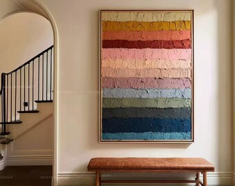 Vibrant Multicolor Impasto Wall Art, Bold Entryway Statement Decor for Boho Modern Home Collectors