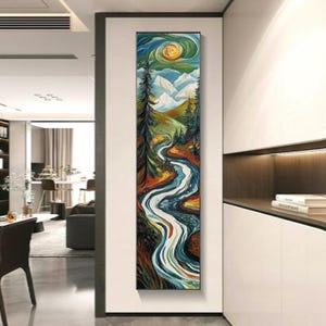 Landscape Long Narrow Wall Art, Tall and Thin Canvas wall art, Tree wall art, Nature Wall Art, Vertical Wall Art, modern Wall Art