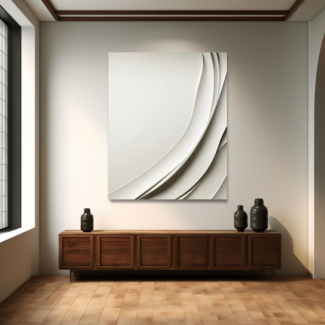 Visual Reference: White Wood Carving Wall Decor Abstract Decorative Painting Minimalist