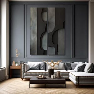 3D Wood Wall Art: Black & Gray Texture, Wabi Sabi Decor