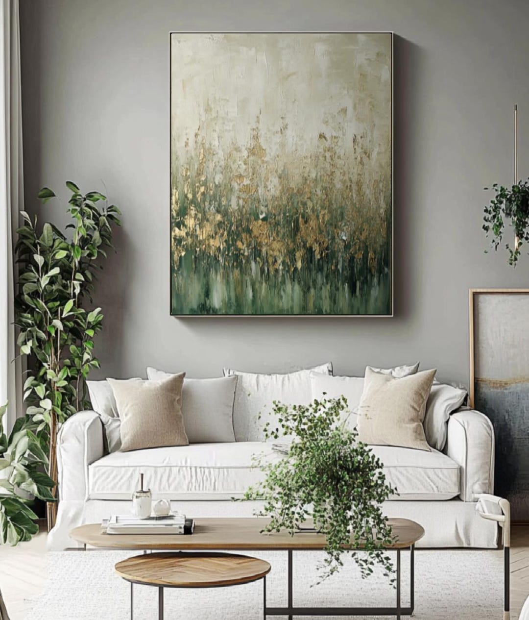Abstract Green and Gold Oil Painting on Canvas: Modern Home Decor - Etsy