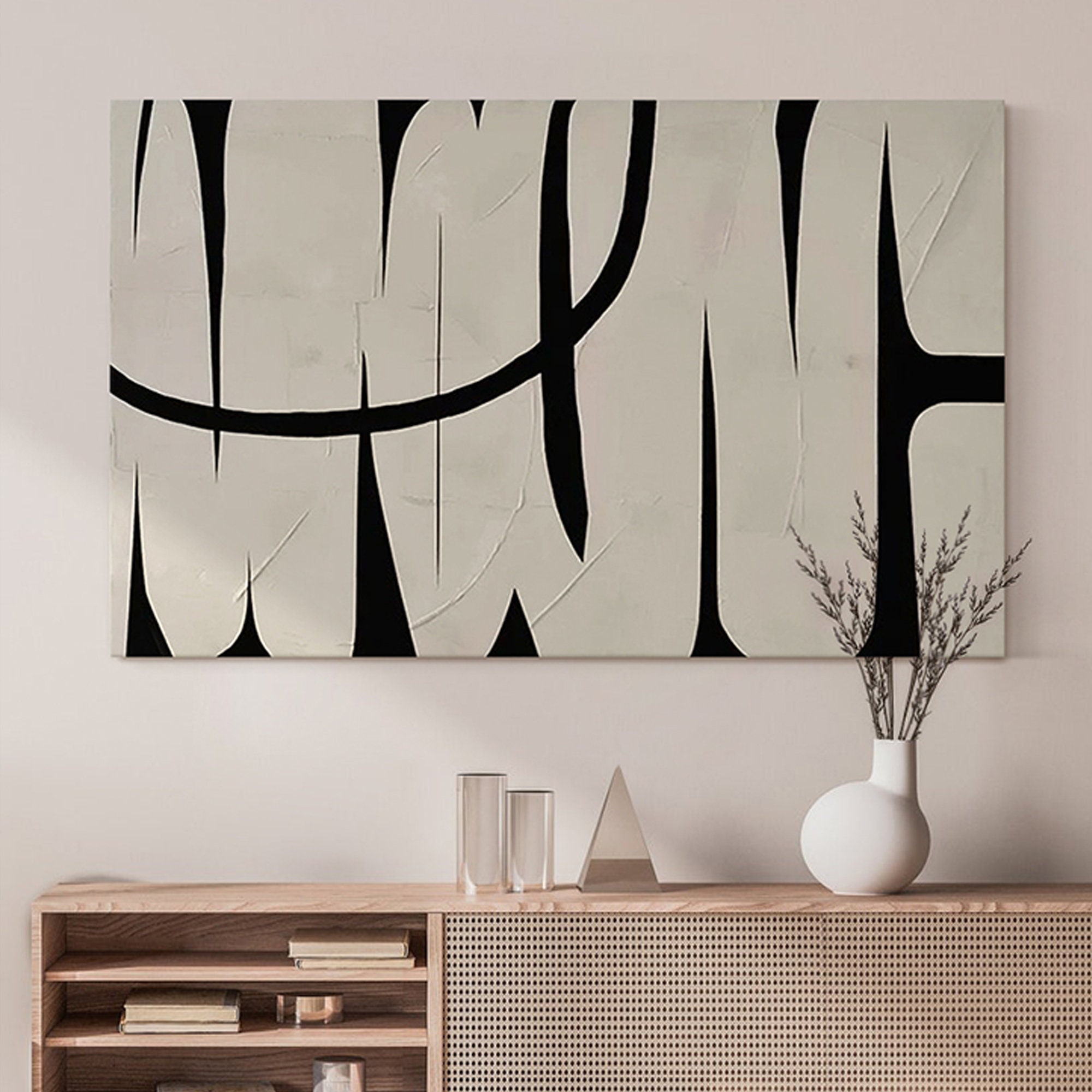 Beige Textured Wall Art Black Wall Art Black and Beige Abstract Textured Painting Wabi Sabi Wall