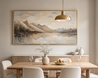 Contemporary Neutral Wall Art, Horizontal Impasto Earth Tone Abstract Oil Painting, Large Canvas for Hotel & Condo Lounge Decor