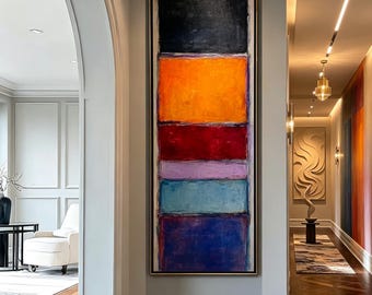 Abstract Expressionist Rothko Style Art, Vertical Color Block Painting, Modern Minimalist Tall Wall Art