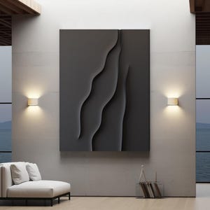 3D Wavy Line Wood Wall Sculpture: Modern Living Room Decor