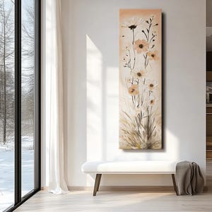 Long narrow flower wall art , tall and thin canvas wall art, floral abstractionwall art, Nature Wall Art, Vertical Wall Art, modern Wall Art