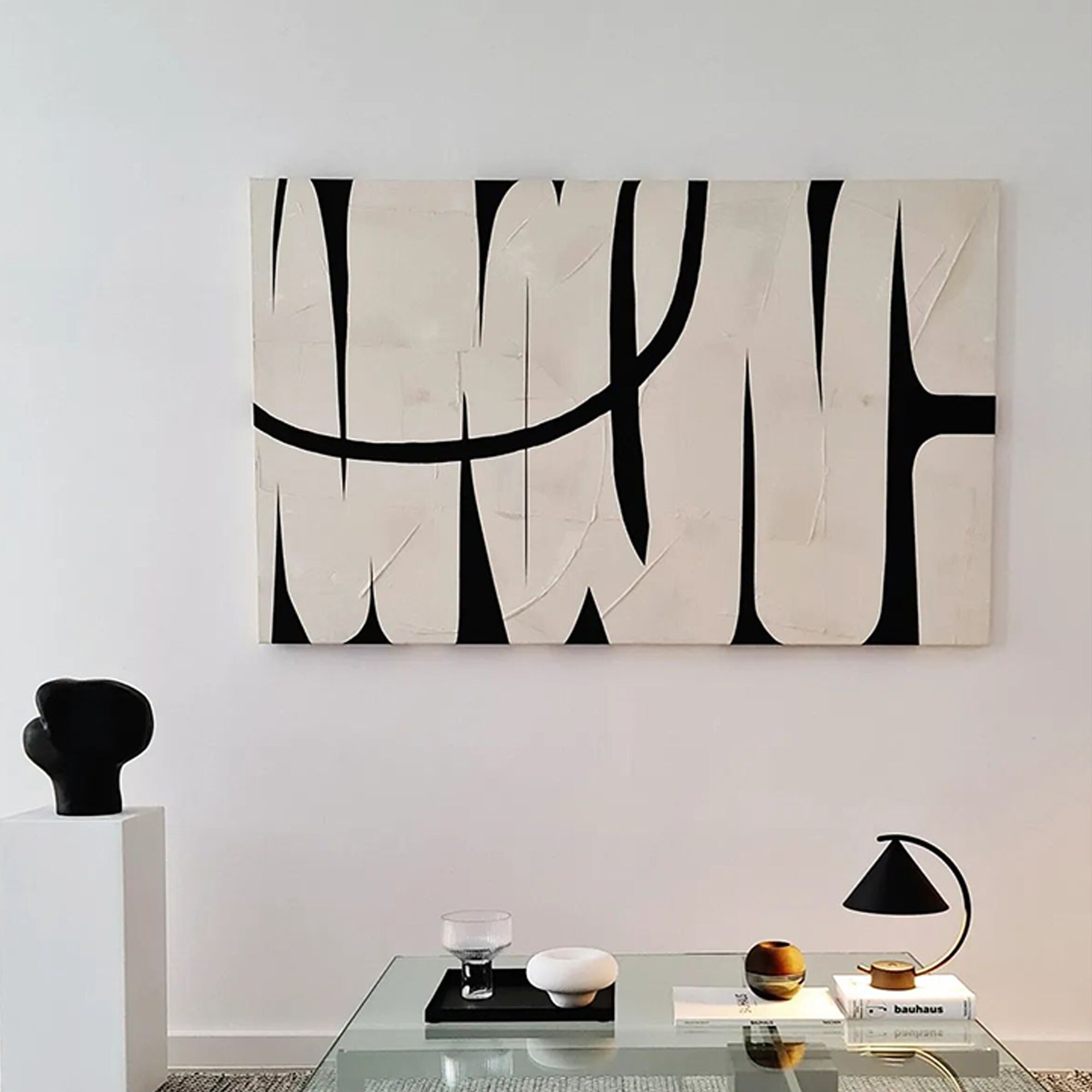 Beige Textured Wall Art Black Wall Art Black and Beige Abstract Textured Painting Wabi Sabi Wall